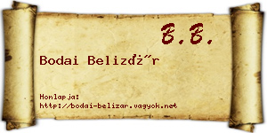 Bodai Belizár névjegykártya